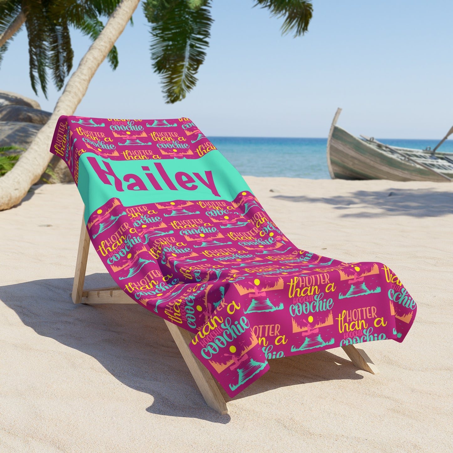 Hoochie Coochie Beach Towel — Personalized Name