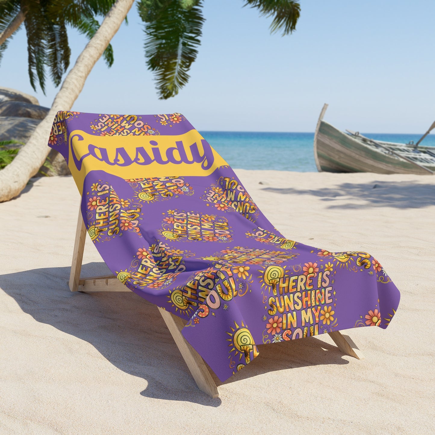 Sunshine In My Soul Beach Towel — Personalized Name & Design