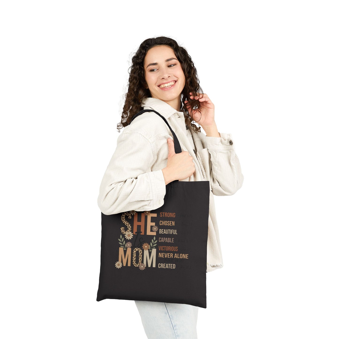 She Is Mom -Cotton Canvas Tote Bag