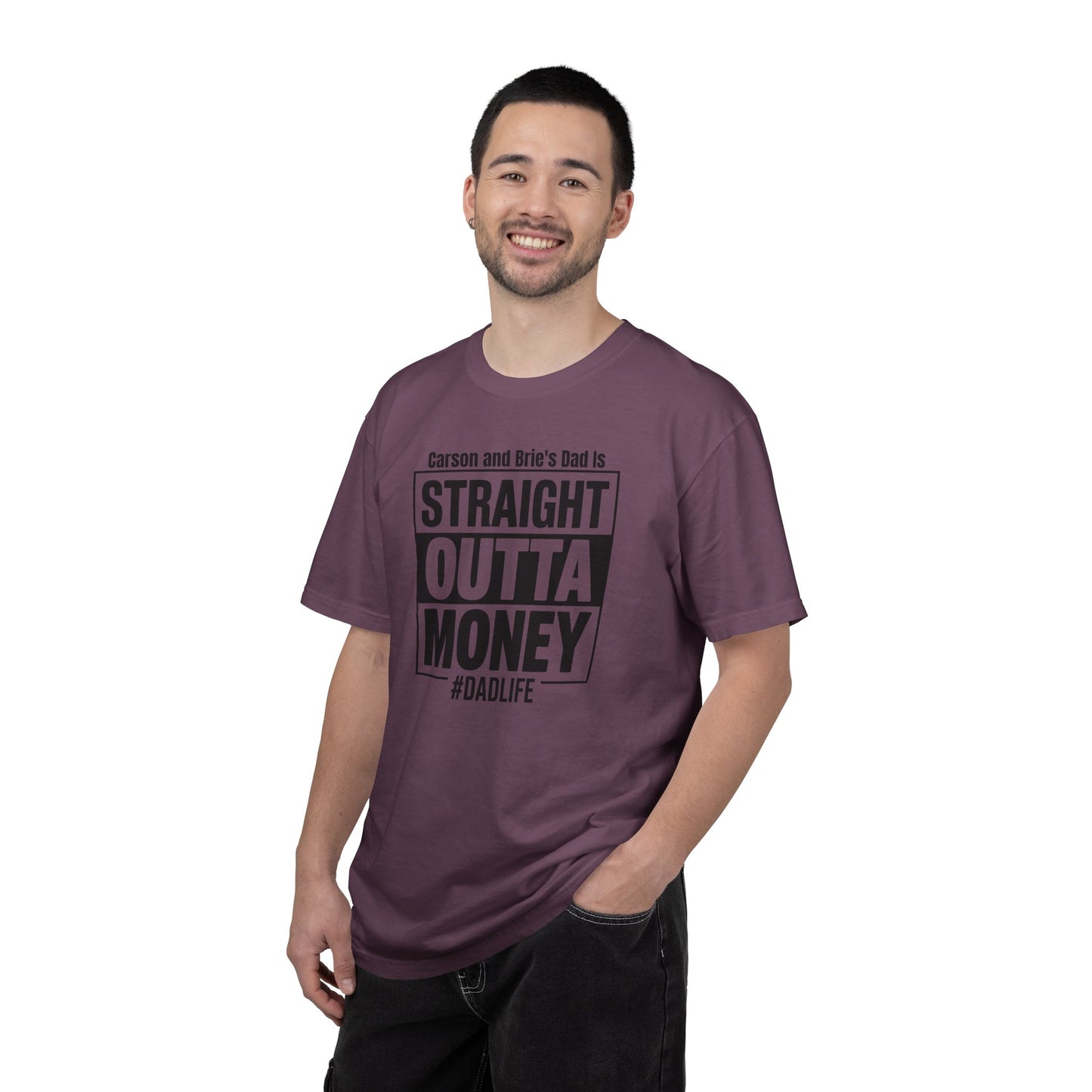 Straight Outta Money Custom Kid's Names— Distressed American Flag Fathers Day Tee