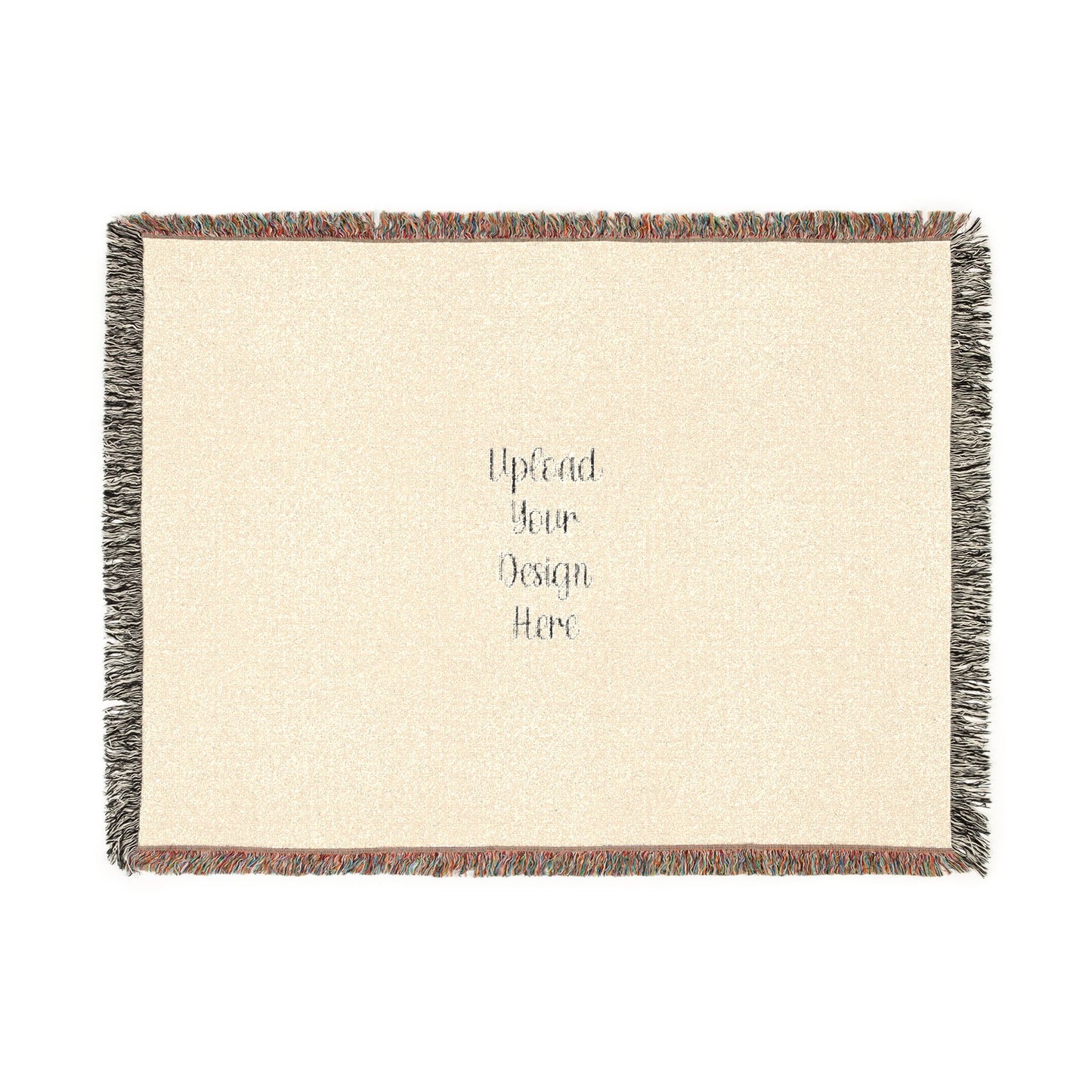 Custom Photo Woven Blanket — Personalized Fringe Throw Blanket with Text