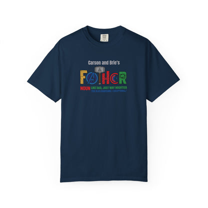 Superhero Father Custom Kid's Names— Fathers Day Tee