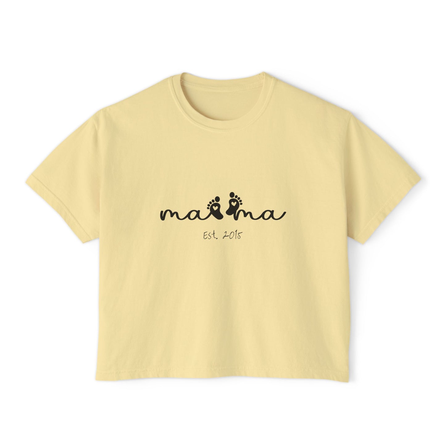 Mama Est. Custom Birth Year Boxy Tee — Mother's Day Shirt