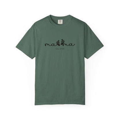 Mama Est. Custom Birth Year T-Shirt — Personalized Mom Script Graphic Tee