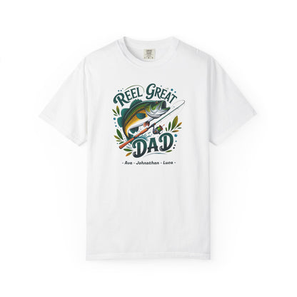 Reel Great Dad Custom Kid's Names— Fathers Day Tee