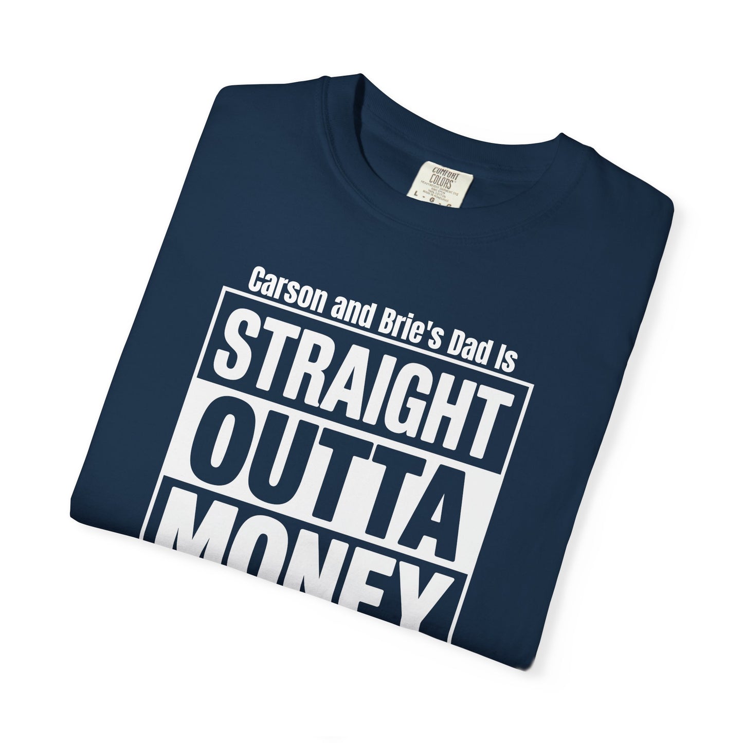 Straight Outta Money Custom Kid's Names— Distressed American Flag Fathers Day Tee