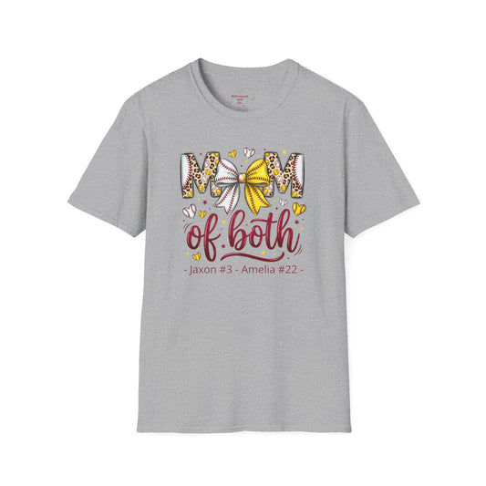 Mom Of Both T-Shirt — Personalized Player Names Tee
