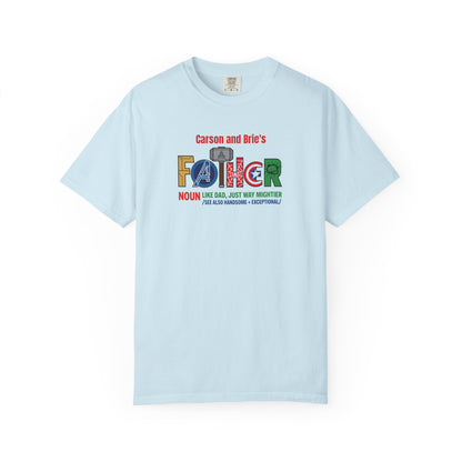 Superhero Father Custom Kid's Names— Fathers Day Tee