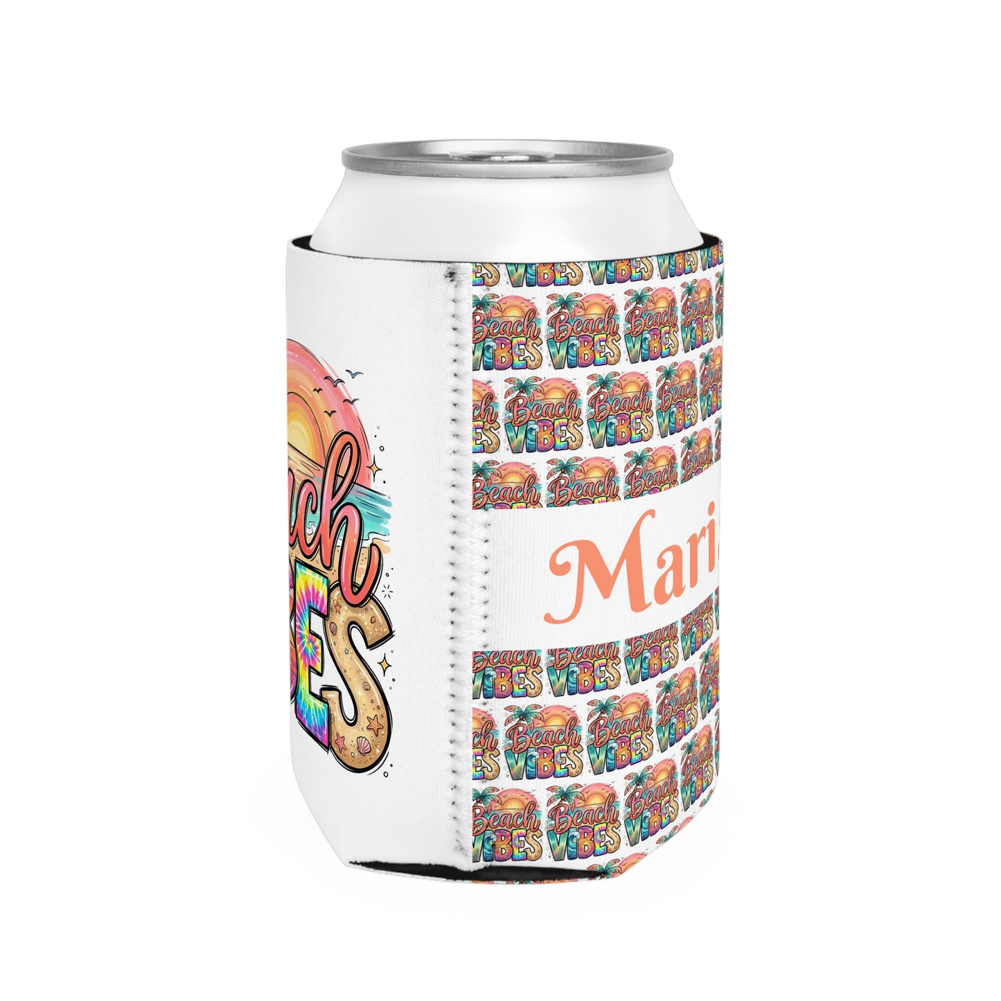 Beach Vibes Cooler Sleeve — Personalized Can Koozie for BBQs & Beach Days