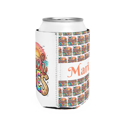 Beach Vibes Cooler Sleeve — Personalized Can Koozie for BBQs & Beach Days