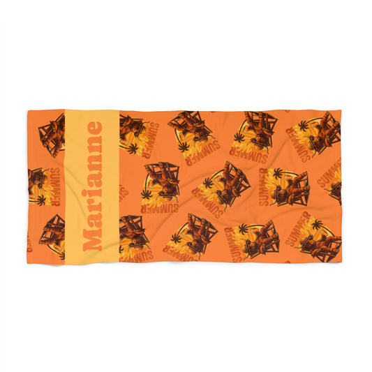 Highland Cow Beach Towel — Personalized Name & Design