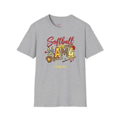 Softball Mama T-Shirt — Personalized Player Name and Number Tee