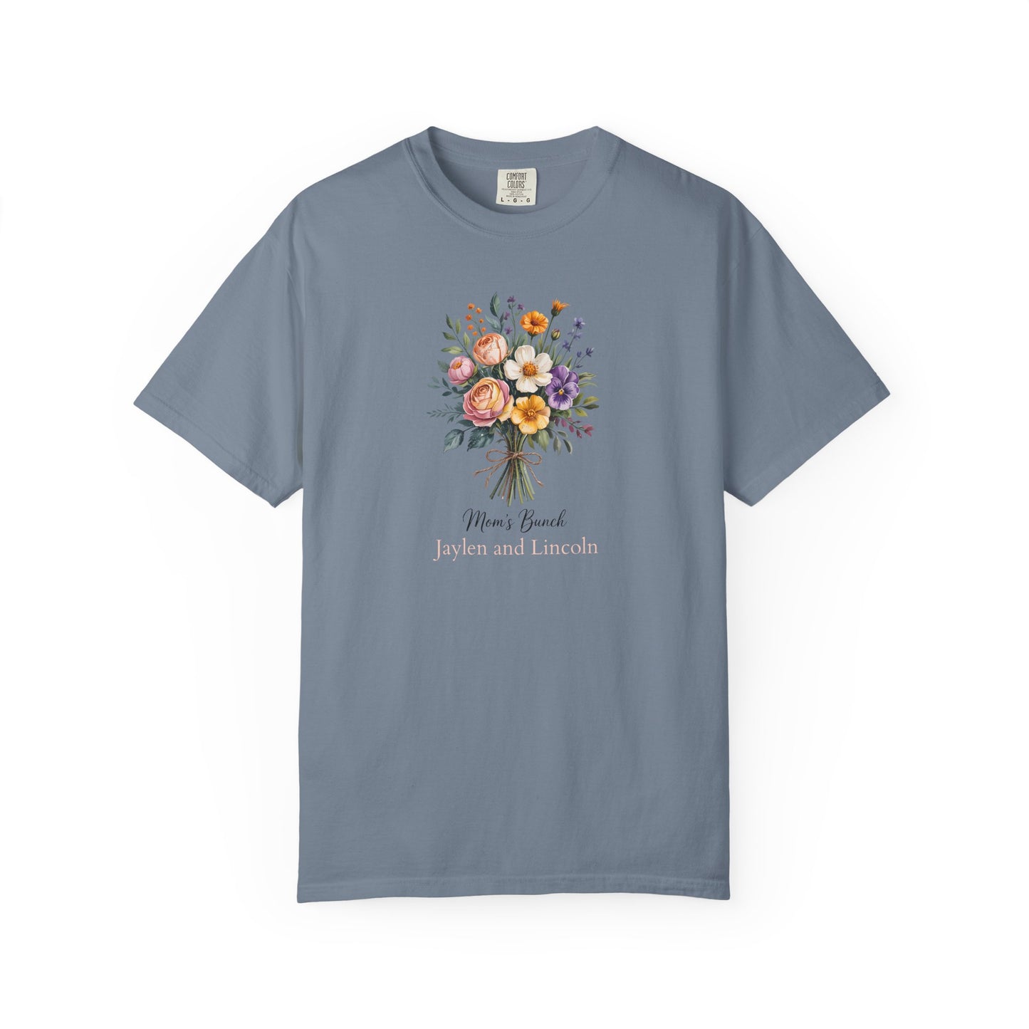 Mom's Bunch Custom Name T-Shirt — Personalized Mom Script Graphic Tee