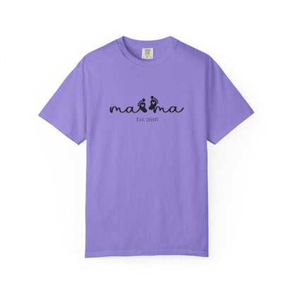 Mama Est. Custom Birth Year T-Shirt — Personalized Mom Script Graphic Tee