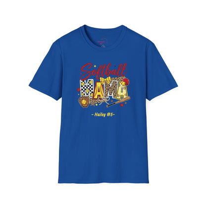 Softball Mama T-Shirt — Personalized Player Name and Number Tee