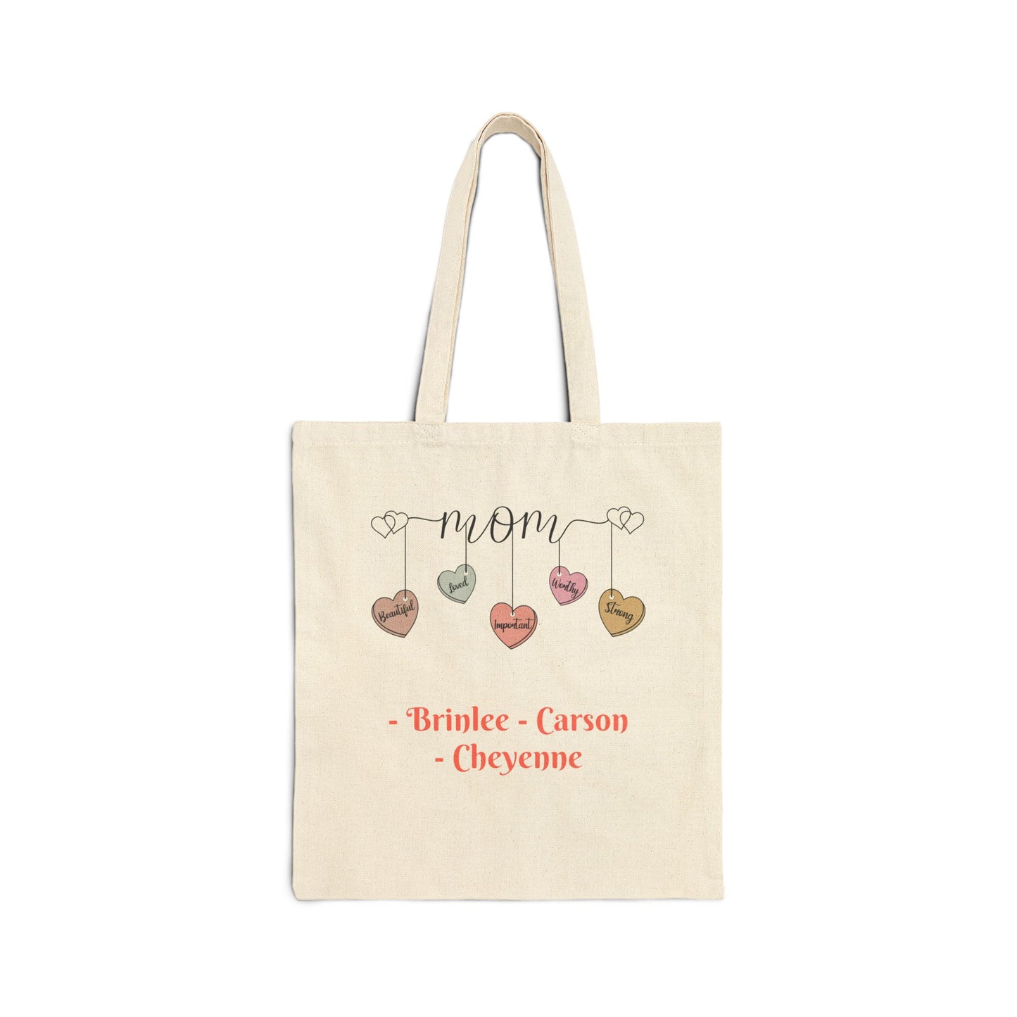 Mom Hearts With Custom Names — Personalized Mom Tote
