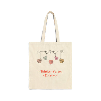 Mom Hearts With Custom Names — Personalized Mom Tote