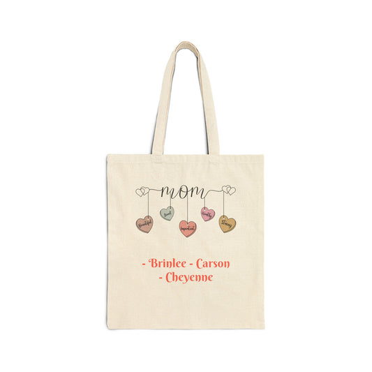 Mom Hearts With Custom Names — Personalized Mom Tote