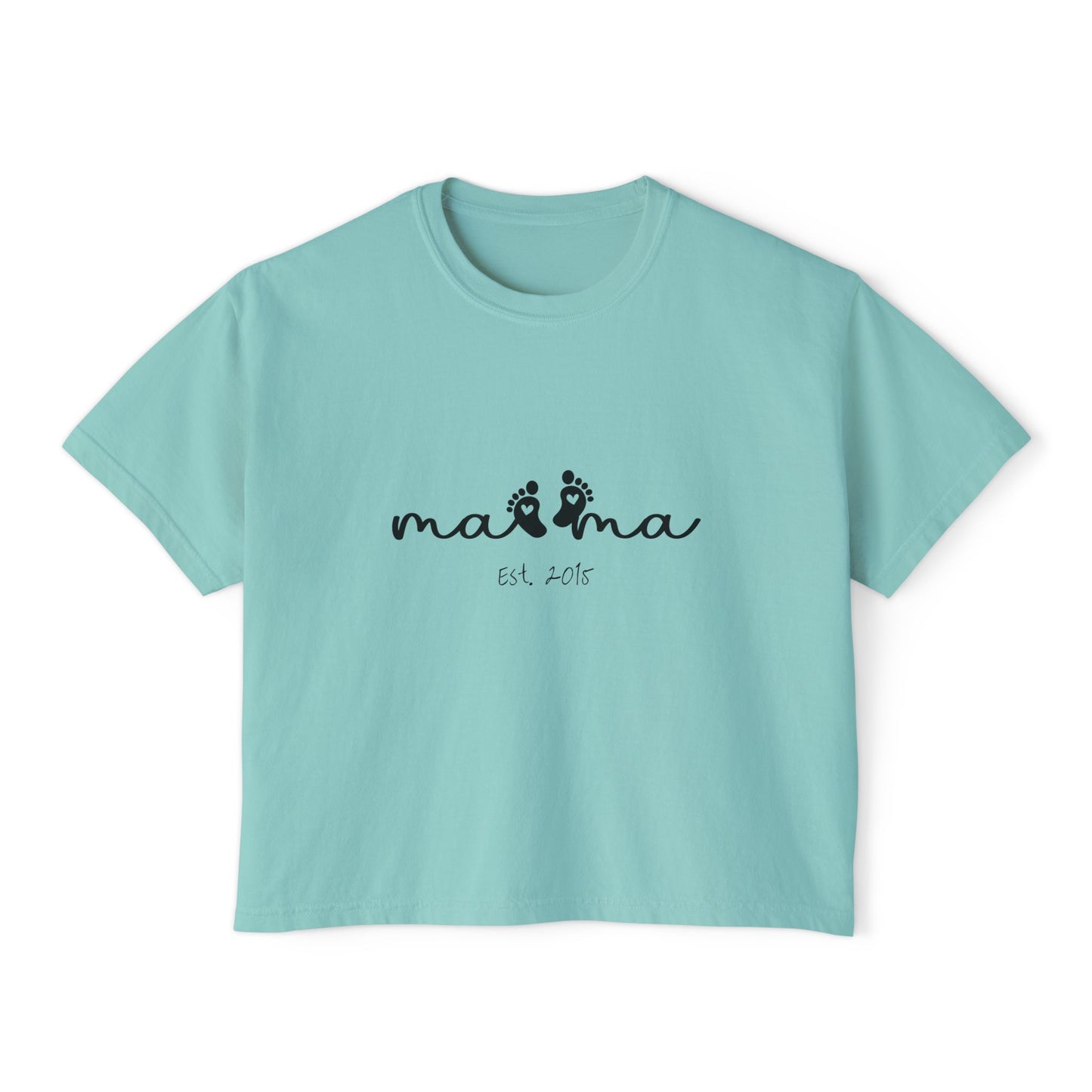 Mama Est. Custom Birth Year Boxy Tee — Mother's Day Shirt