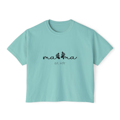 Mama Est. Custom Birth Year Boxy Tee — Mother's Day Shirt
