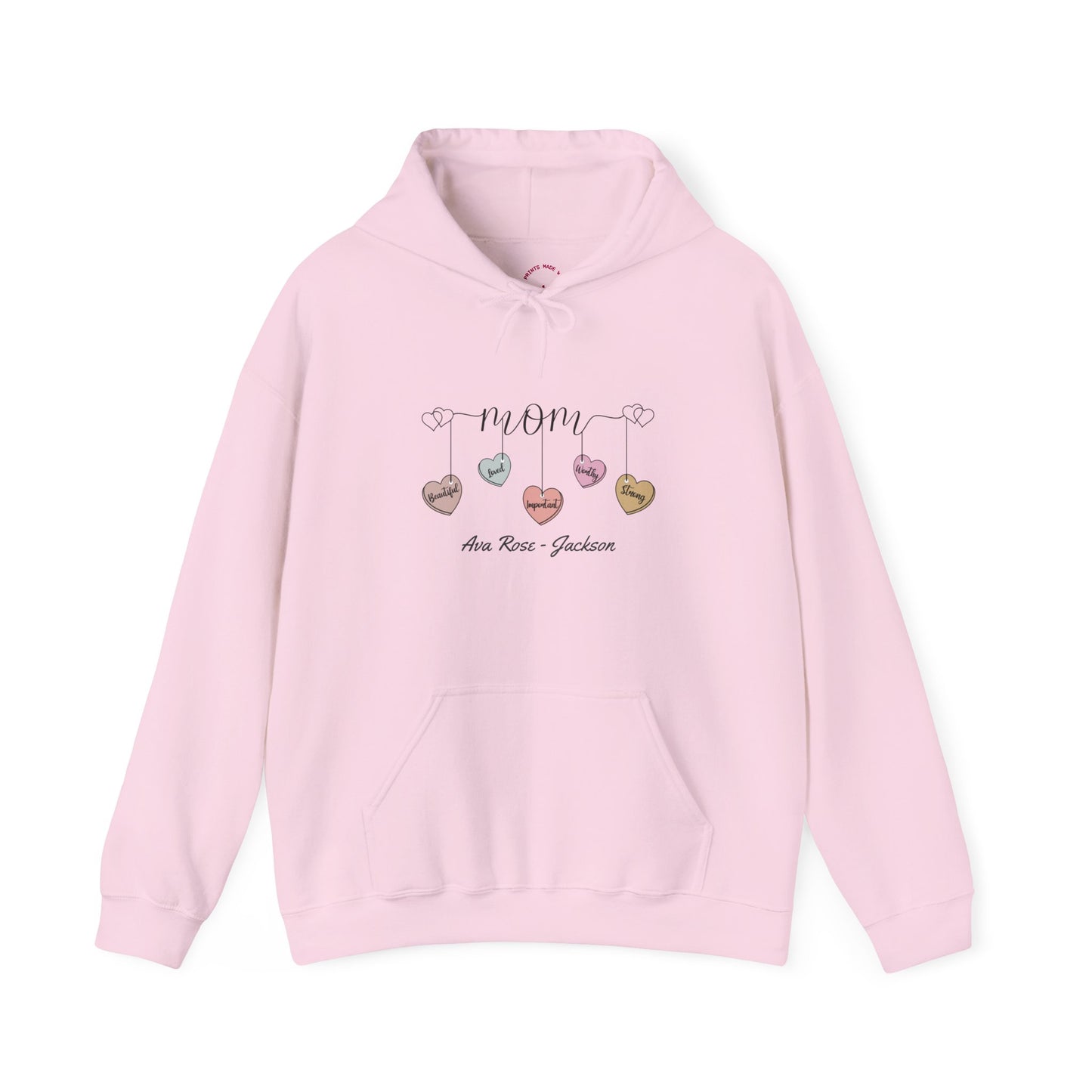 Mom Hearts Custom Kids Name Mama Hoodie — Personalized Mom Hoodie