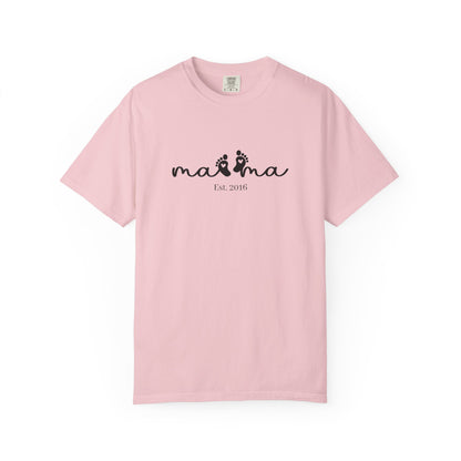 Mama Est. Custom Birth Year T-Shirt — Personalized Mom Script Graphic Tee