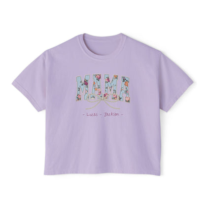 Mama Pearls Custom Name Boxy Tee — Mother's Day Shirt