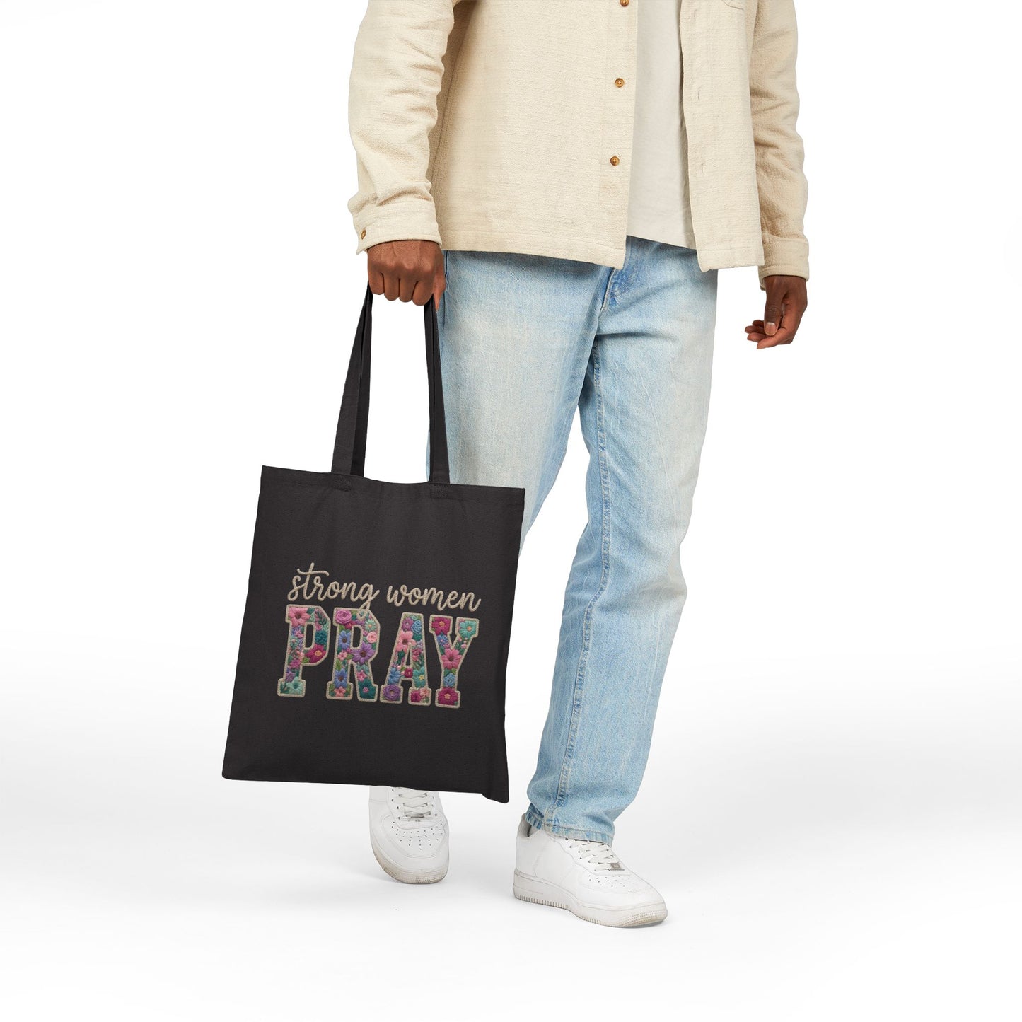 Strong Women Pray -Cotton Canvas Tote Bag