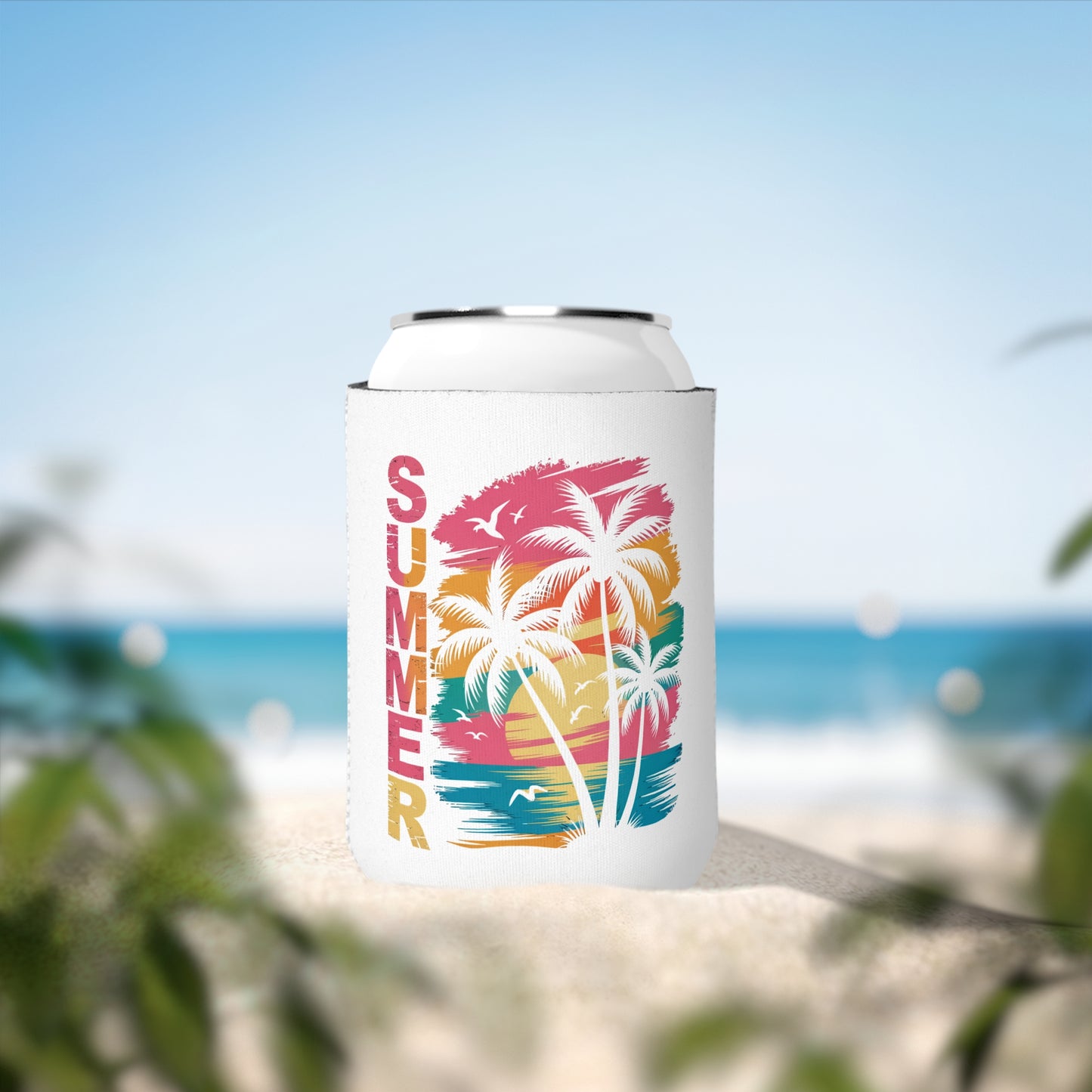 Summer Can Cooler Sleeve — Personalized Can Koozie for BBQs & Beach Days