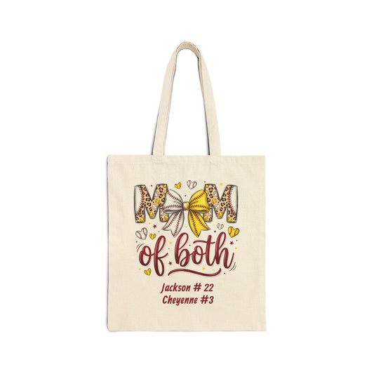 Mom Of Both Personalized Cotton Canvas Tote (Custom Name & Number)