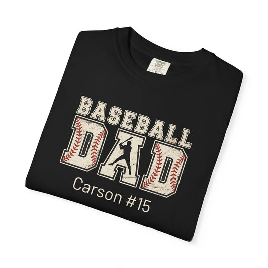 Baseball Dad Custom Kid's Name and Number— Fathers Day Tee