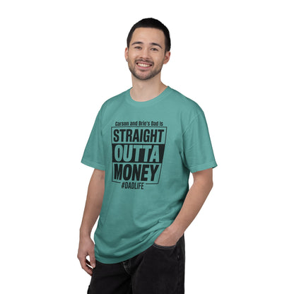 Straight Outta Money Custom Kid's Names— Distressed American Flag Fathers Day Tee