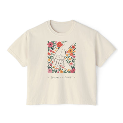 Mama Hand Custom Name Boxy Tee — Mother's Day Shirt
