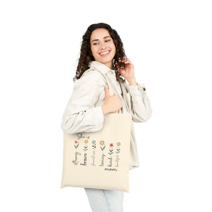 She Is -Cotton Canvas Tote Bag