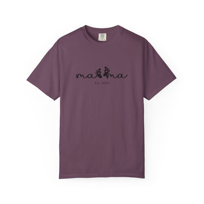 Mama Est. Custom Birth Year T-Shirt — Personalized Mom Script Graphic Tee