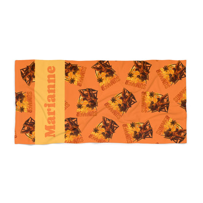 Highland Cow Beach Towel — Personalized Name & Design