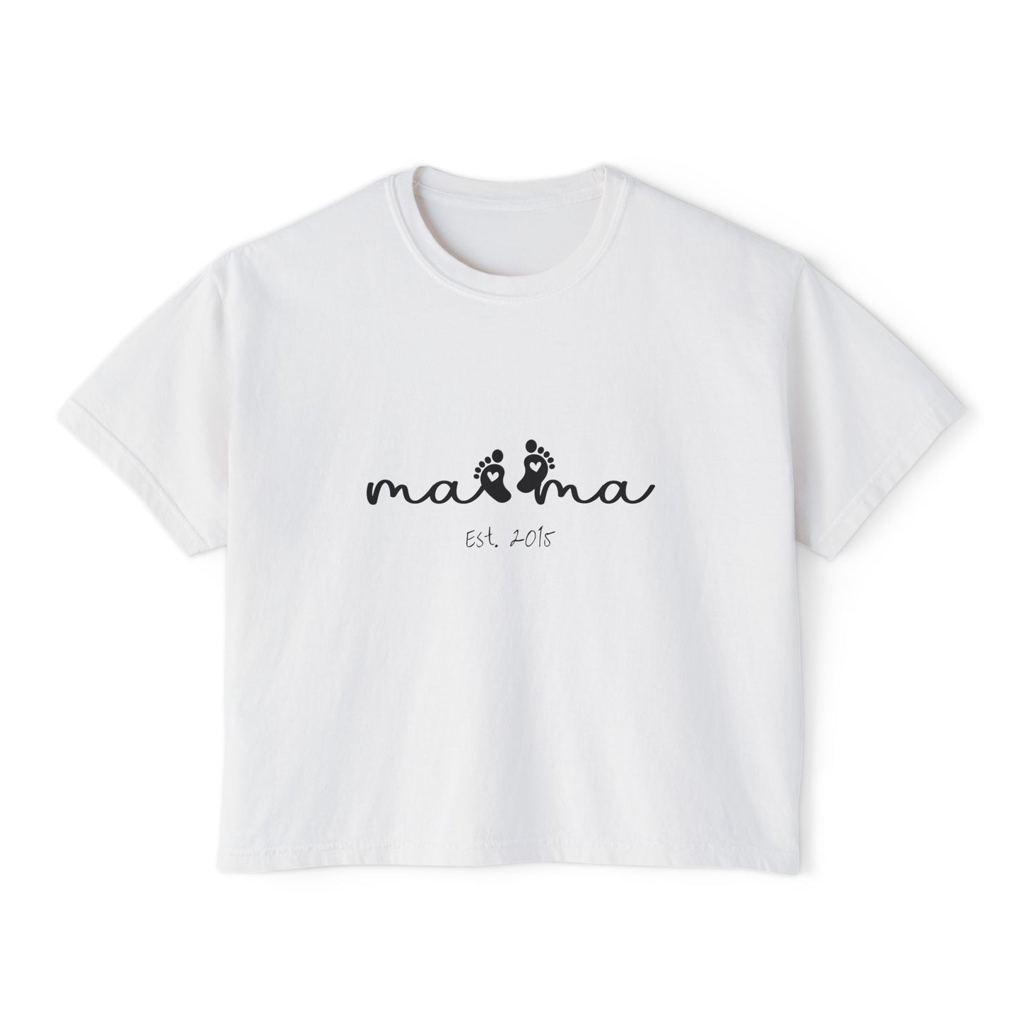 Mama Est. Custom Birth Year Boxy Tee — Mother's Day Shirt