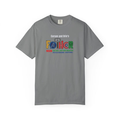 Superhero Father Custom Kid's Names— Fathers Day Tee