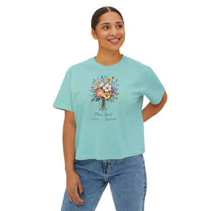 Mom's Bunch Custom Name Boxy Tee — Mother's Day Shirt