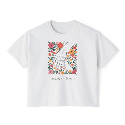 Mama Hand Custom Name Boxy Tee — Mother's Day Shirt