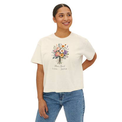 Mom's Bunch Custom Name Boxy Tee — Mother's Day Shirt