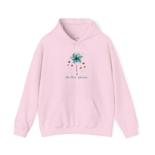 Boho Mom Flower Custom Kids Name Mama Hoodie — Personalized Mom Hoodie