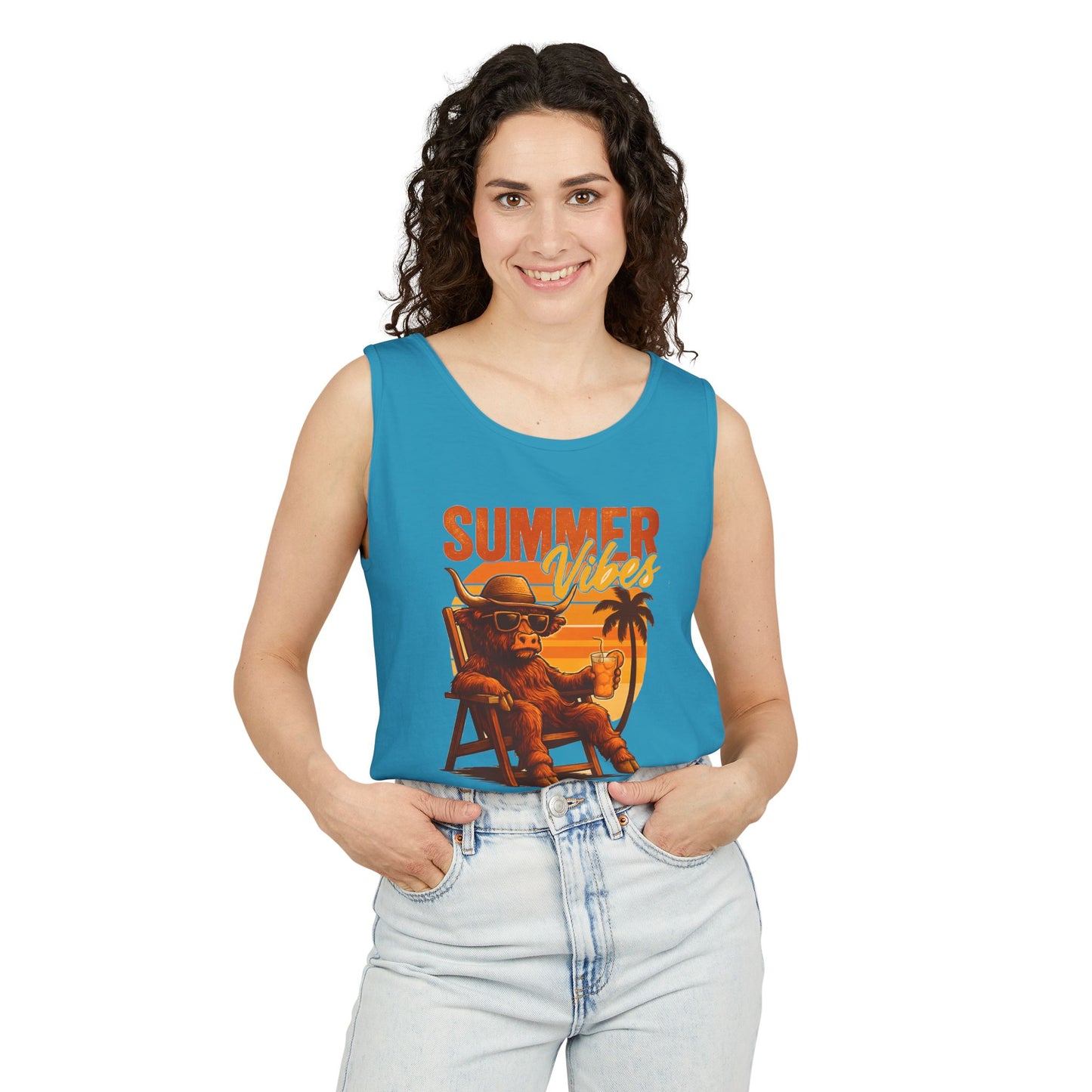 Highland Cow — Breathable Garment-Dyed Summer Tank