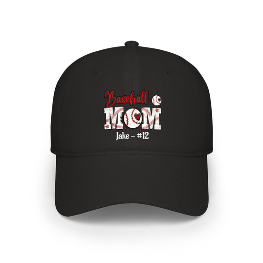 Baseball Mom Low Profile Cap — Personalized Name & Number