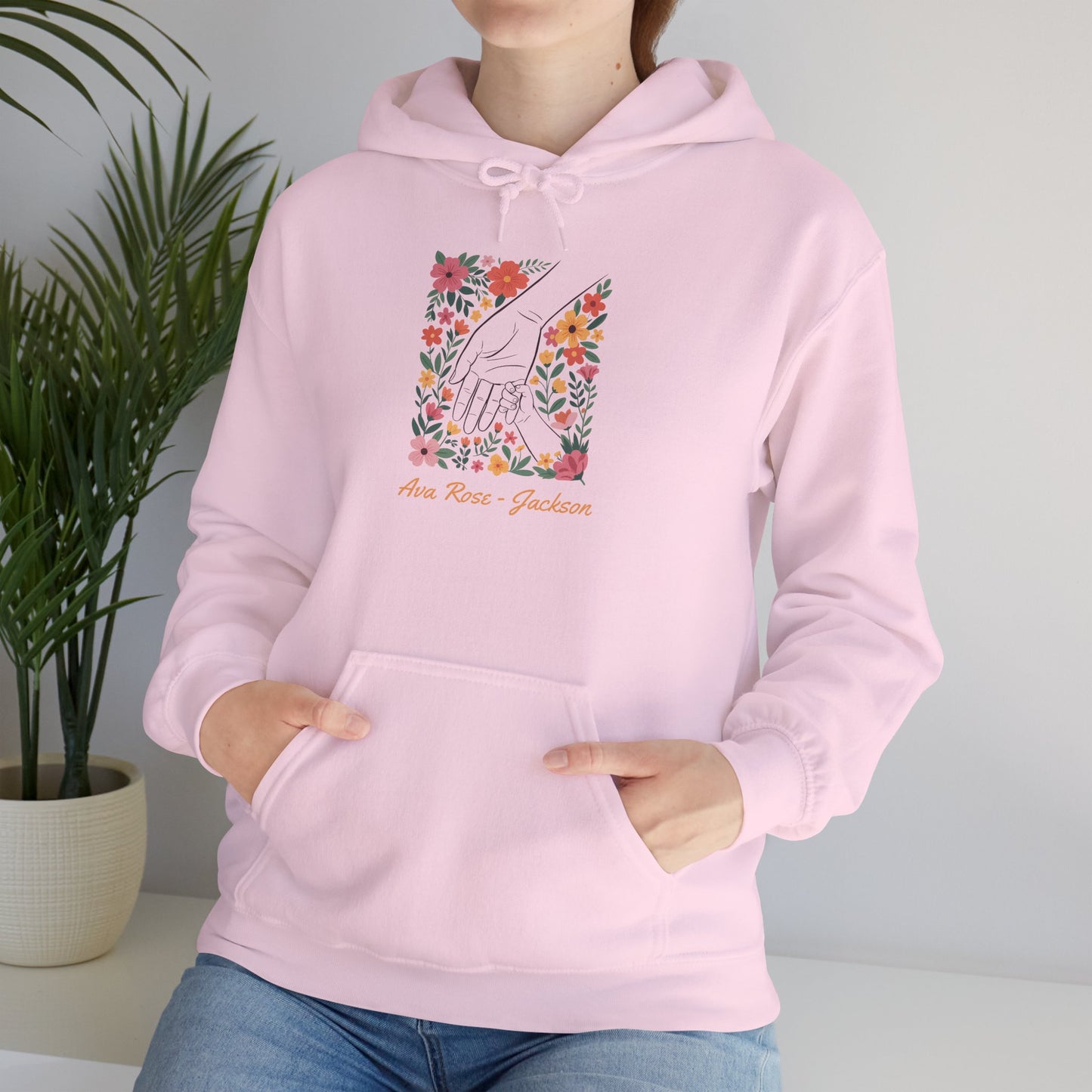 Mama Hand Custom Kids Name Mama Hoodie — Personalized Mom Hoodie