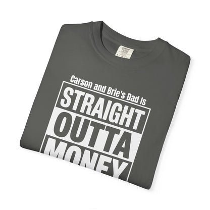 Straight Outta Money Custom Kid's Names— Distressed American Flag Fathers Day Tee
