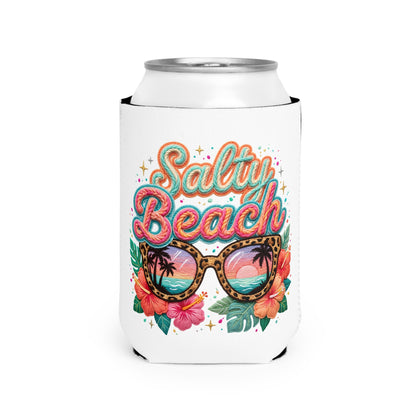 Salty Beach Can Cooler Sleeve — Personalized Can Koozie for BBQs & Beach Days