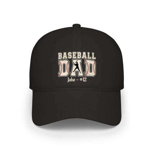 Baseball Dad Low Profile Cap — Personalized Name & Number