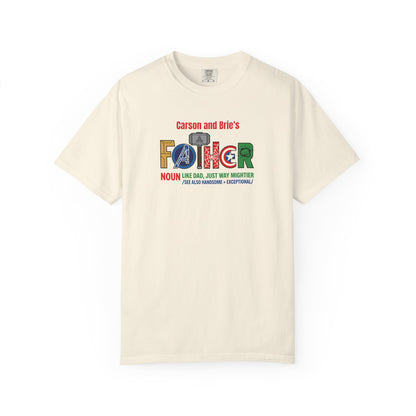 Superhero Father Custom Kid's Names— Fathers Day Tee