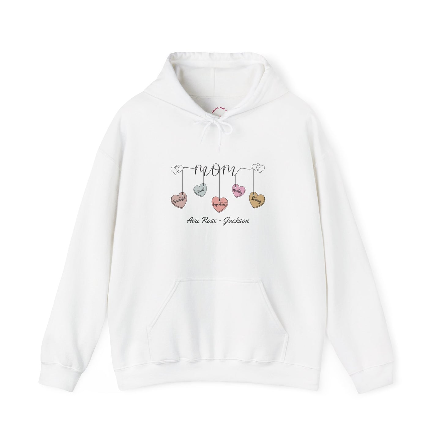 Mom Hearts Custom Kids Name Mama Hoodie — Personalized Mom Hoodie